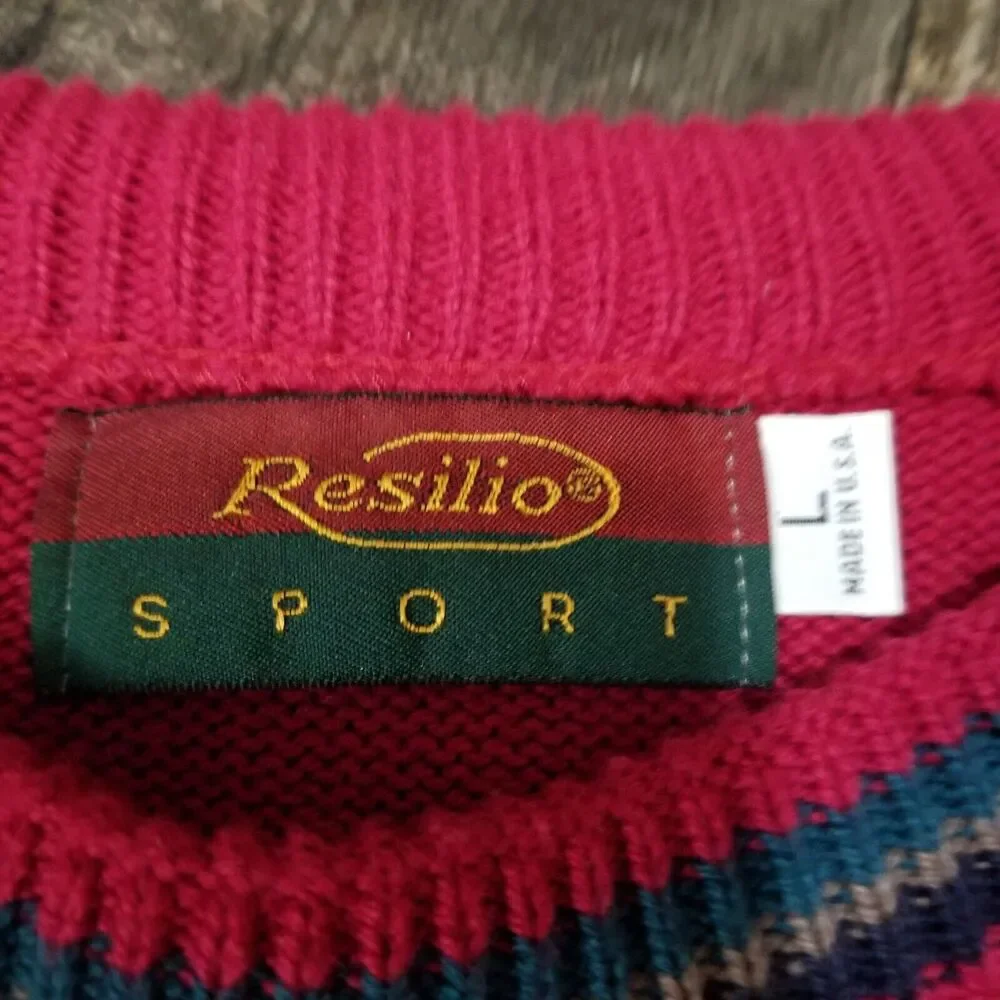 Vintage Heavyweight Resilio Sport Sweater Mens Large Red‎ Golf Golfing